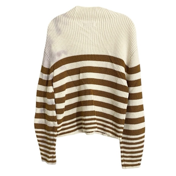 Derek Lam Gracelyn Turtleneck Sweater in Cream & Tan Stripe Size Medium - Picture 5 of 8